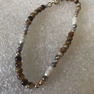Brown and Creamtiger eye pearl Bracelet